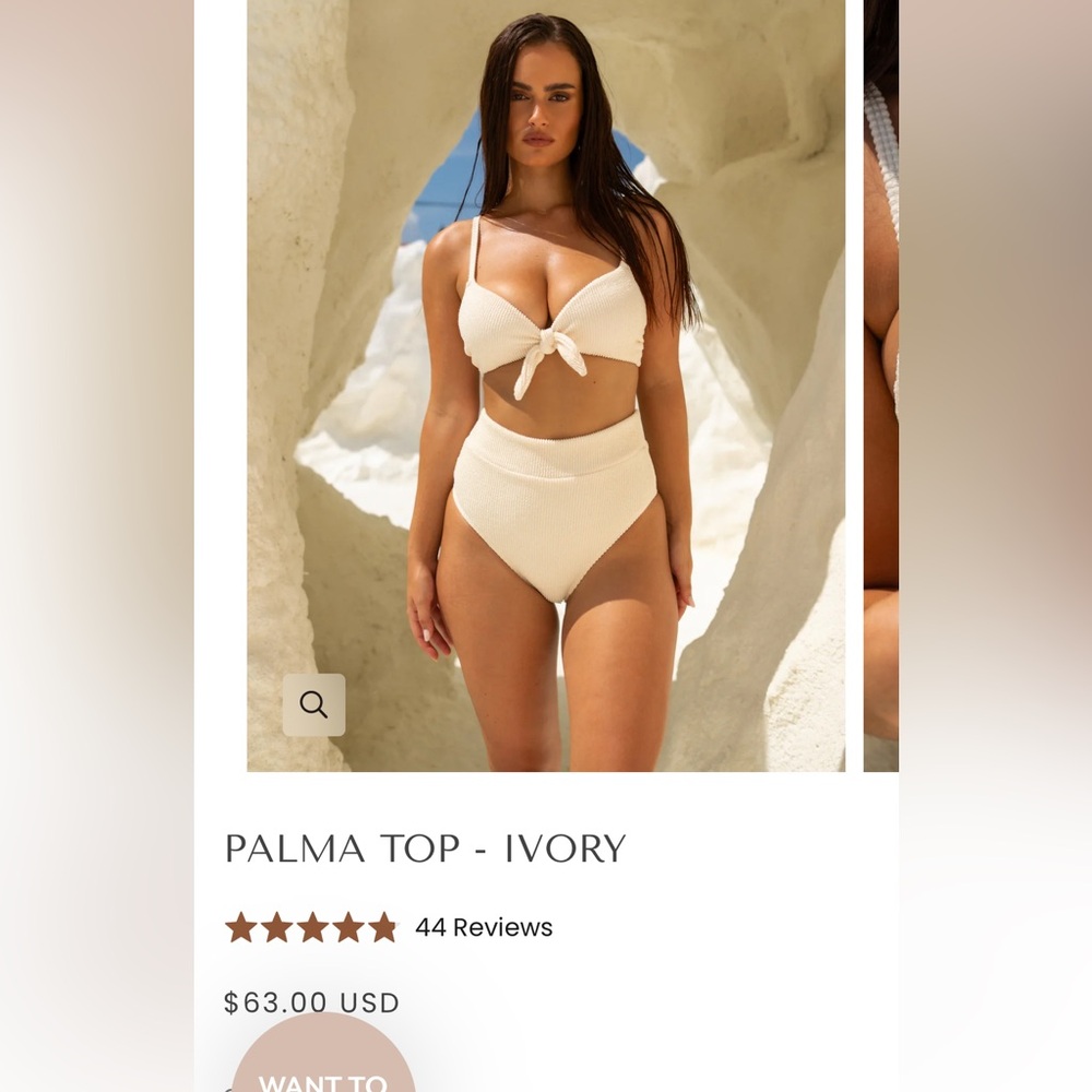 Somerfield Swim Palma Cream Textured Bikini top only